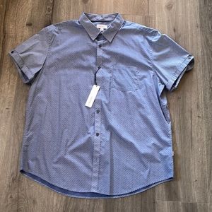 💜Calvin Klein button short sleeve blue shirt Casual Modern Comfort NWT
